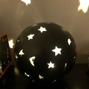 Ceramic Halloween Globe with starts and moons. Lights up. New.